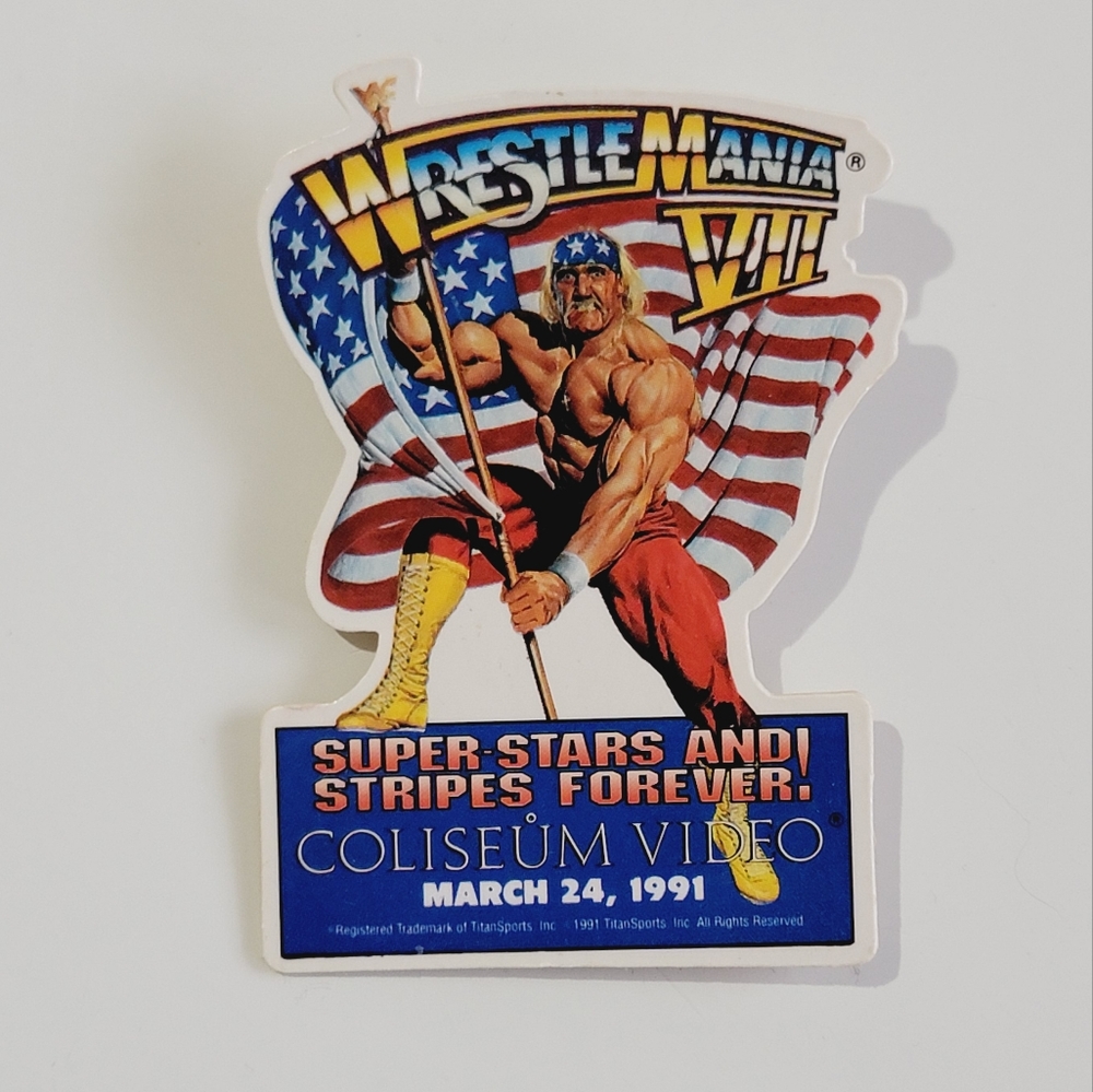 Vintage 1991 WWF Wrestlemania 7 Hulk Hogan pin.